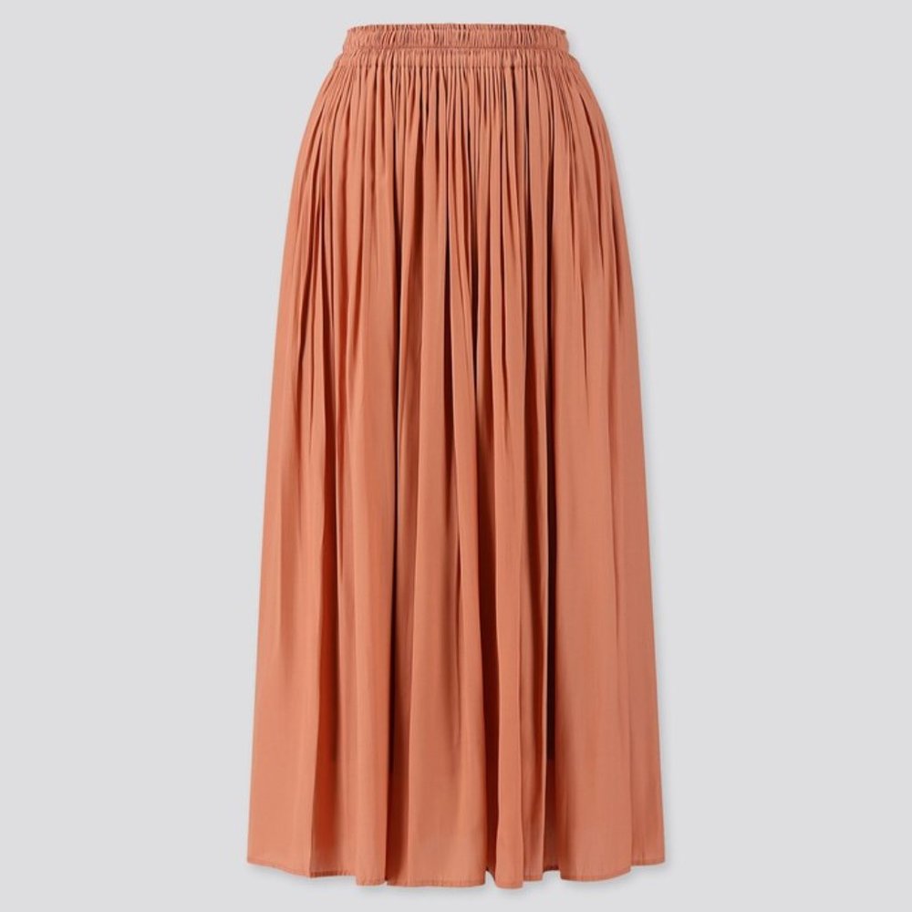 Uniqlo Gathered Long Skirt, Women's Skirt, Pink, Size Large